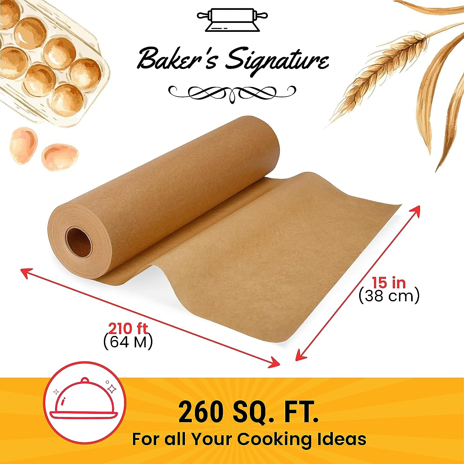 Parchment Paper Roll For Baking, Reusable Food Grade Waterproof