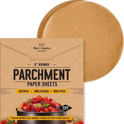 [220 Liners] Heavy Duty 8 Inch Parchment Rounds Paper Baking Sheets | Precut Silicone Coated & Unbleached – Will Not Curl or Burn – Non-Toxic & Comes in Convenient Packaging