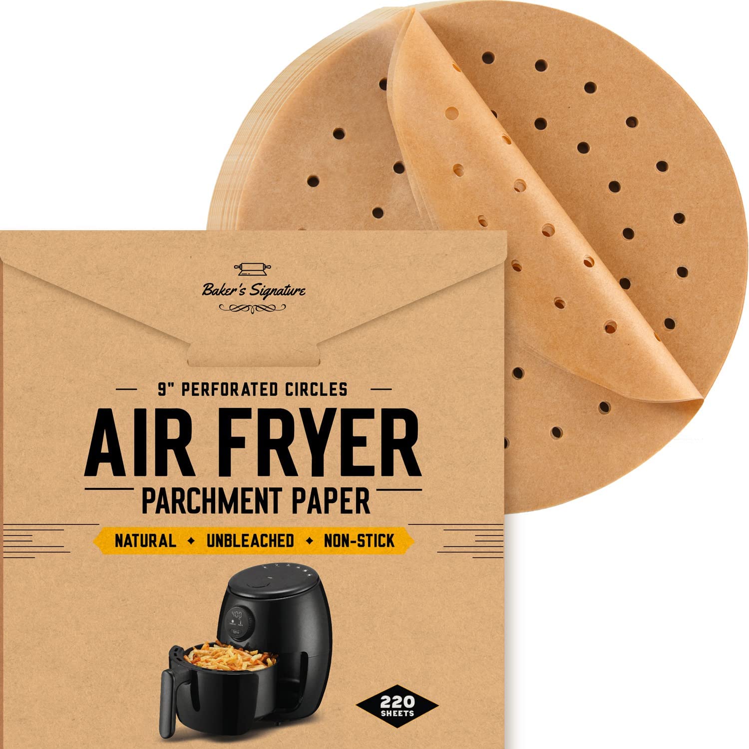 unbleached air fryer parchment paper, perforated