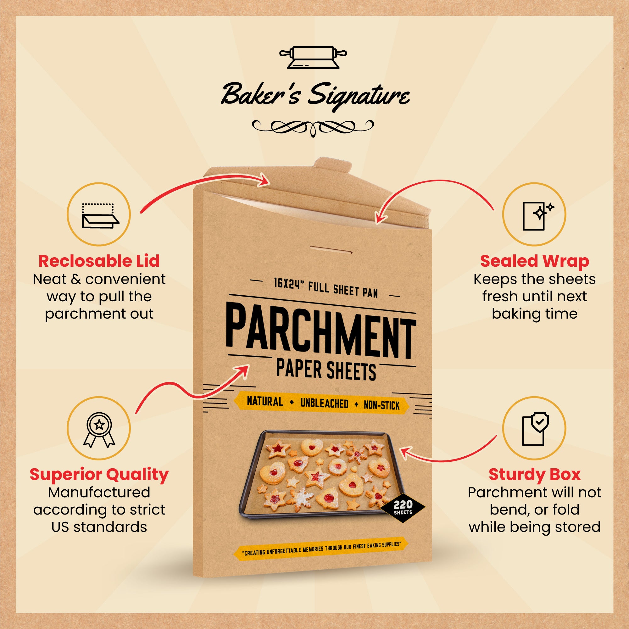 Parchment Paper Sheets for Baking: Oven Safe Parchment Paper, Parchment  Sheets, Bakery Quality Baking Paper for Perfect Result, Greaseproof  Nonstick